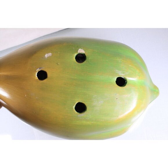 Large Mexico terra cotta papaya, oversized decorative clay fruit, signed Mexican - Picture 9 of 10